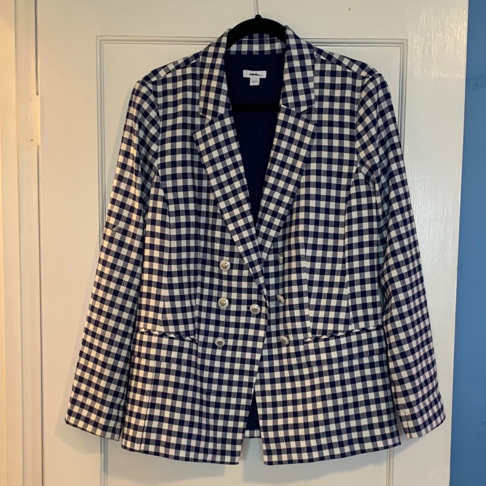 J. Jill Blue and White Gingham Blazer